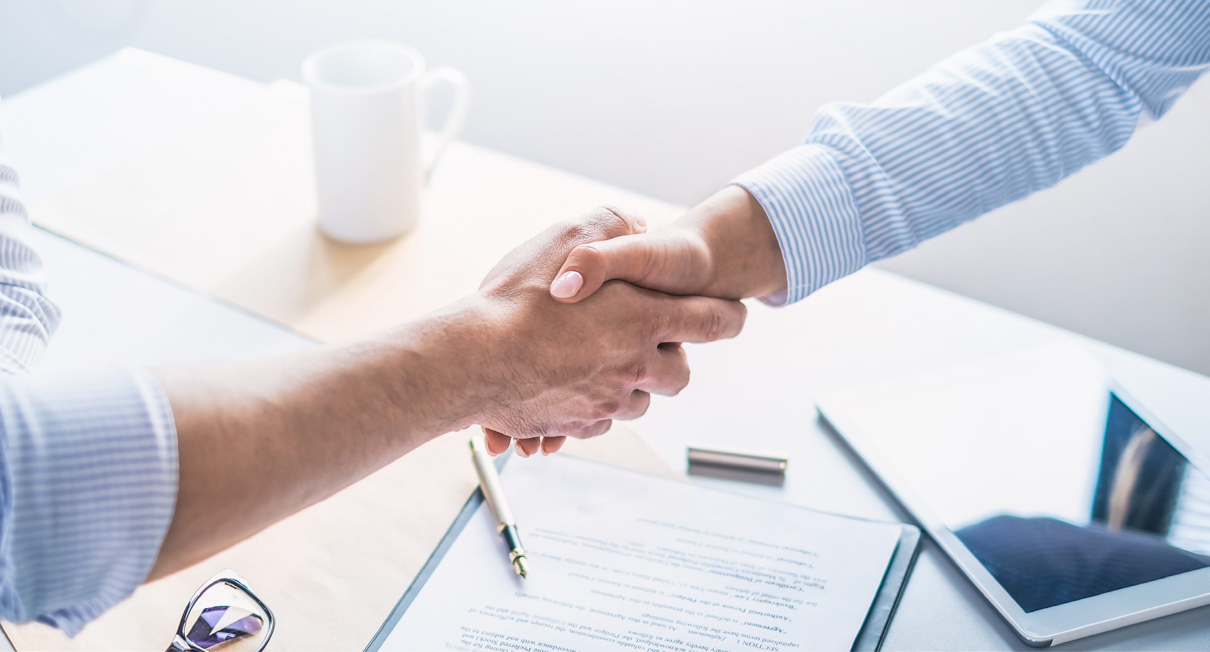 Business professionals shaking hands